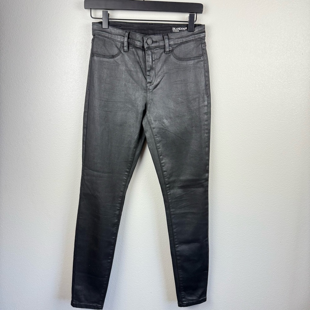 BlankNYC The Mercer Super Skinny Black Coated Jeans Size 28